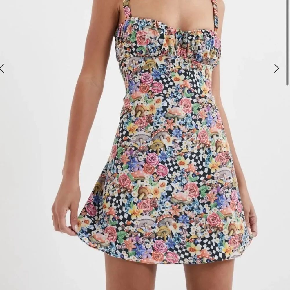 For Love & Lemons June Backless Floral Mini Dress Multicolored Sz Small